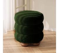 YCKEGEW Sgabello Imbottito Per Soggiorno Pouf Rotondo In Velluto Sedia Da Toeletta, Sgabelli Per Scarpe Da Ingresso Poggiapiedi Per Divano Con Gambe In Legno(Groen)