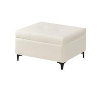 YCKEGEW Sgabello Piccolo Con Contenitore, Poggiapiedi Rettangolare Seduta Imbottita Morbida Con Gambe In Metallo, Sgabelli Per La Casa Poggiapiedi Per Divano Da Salotto(Beige-white)