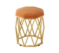 YCKEGEW Sgabello Rotondo Per Camera Da Letto Sedia Da Trucco Con Seduta In Velluto, Sgabelli Porta Scarpe Con Struttura Dorata, Pouf Divano, Piccolo Tavolino Da Caffè(Orange)