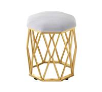 YCKEGEW Sgabello Rotondo Per Camera Da Letto Sedia Da Trucco Con Seduta In Velluto, Sgabelli Porta Scarpe Con Struttura Dorata, Pouf Divano, Piccolo Tavolino Da Caffè(Light grey)