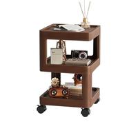 YCKEGEW Tavolini Da Salotto Tavolino Da Caffè Con Rotelle, Scaffale Da Balcone Comodino Da Camera Da Letto Carrellino Vintage In Legno(Wooden top,40cm)