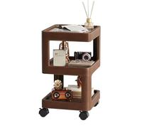 YCKEGEW Tavolini Da Salotto Tavolino Da Caffè Con Rotelle, Scaffale Da Balcone Comodino Da Camera Da Letto Carrellino Vintage In Legno(Glass top,30cm)