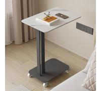YCKEGEW Tavolino Mobile E Scaffale, Comodino Da Letto Con Rotelle, Tavolini Da Caffè A Forma Di C Per Spazi Ristretti, Tavolini Porta-TV(Black)
