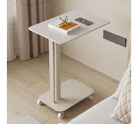 YCKEGEW Tavolino Mobile E Scaffale, Comodino Da Letto Con Rotelle, Tavolini Da Caffè A Forma Di C Per Spazi Ristretti, Tavolini Porta-TV(White)
