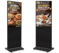 YCKJNB 43" Totem Pubblicitario Digitale FHD, 450 Nits Digital Signage Mobile con 4 Ruote, Display LCD Professionale 24/7, Android OS, Plug&Play USB/WiFi/HDMI, Ideale per Vetrine Negozi e Ristoranti
