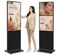 YCKJNB 43" Totem Pubblicitario Digitale FHD, 450 Nits Digital Signage Mobile con 4 Ruote, Display LCD Professionale 24/7, Android OS, Plug&Play USB/WiFi/HDMI, Ideale per Vetrine Negozi e Ristoranti