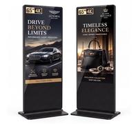 YCKJNB 65" Totem Pubblicitario Digitale 4K, 450 Nits Digital Signage Mobile con 4 Ruote, Display LCD Professionale 24/7, Android OS, Plug&Play USB/WiFi/HDMI, Ideale per Vetrine Negozi e Ristoranti