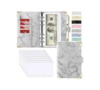 YCMGBH Raccoglitore in pelle formato A6 per risparmiare denaro, quaderno con effetto marmo, per pianificare il budget, busta, forniture per ufficio e scuola (grigio)