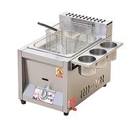 YCNLYSSR Friggitrice a Gas, friggitrice a Gas da banco Commerciale con cestello e Coperchio Anti-Schizzi, Potenza di Fuoco Regolabile, per Cucina Domestica, Ristorante Commerciale