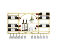 YCNLYSSR Portabottiglie da parete in metallo dorato, mensola galleggiante per bottiglie e bicchieri, accessori da bar moderni per la cucina di casa, 35,4" x4,3 x16,5 soluzione di stoccaggio