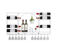 YCNLYSSR Portabottiglie da parete moderno in metallo bianco con mensole galleggianti per bar e cucina, per bottiglie e bicchieri, 39,4" x4,3 x20,5 Accessori da bar perfetti