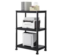 YCNLYSSR - Supporto per stampante in metallo con ruote, salvaspazio, carrello a 3 livelli per stampante, scanner e pressa a caldo, versatile, per uso domestico e ufficio, nero