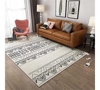 YCNLYSSR Tappeto riscaldante Boho, Motivo Geometrico Nero/Bianco/Grigio, per Soggiorno, Camera da Letto, C, 55 cm x 90 cm