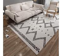 YCNLYSSR Tappeto riscaldante Boho, Motivo Geometrico Nero/Bianco/Grigio, per Soggiorno, Camera da Letto, A, 105 cm x 190 cm