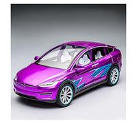 YCNXEB 1:20 Per Tesla MODEL X In Lega Di Simulazione Modello Auto Suono Luce Tirare Indietro Giocattolo In Metallo Per Bambini Mini Modello Veicolo(Purple)