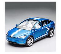 YCNXEB 1:20 Per Tesla MODEL X In Lega Di Simulazione Modello Auto Suono Luce Tirare Indietro Giocattolo In Metallo Per Bambini Mini Modello Veicolo(Blu)