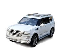 YCNXEB Modellini in Metallo Auto 1 32 per Nissan Patrol Y62 Diecast in Lega Modello di Auto SUV Veicolo con Portapacchi da Viaggio Luce Tirare Indietro Mini Modello Veicolo(White)