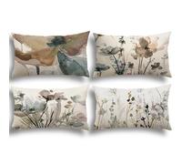 YCOLL Federe Cuscini Divano 40 x 60 Set di 4 Federe Cuscini in Lino Cuscini per Divani Floreale Pittura ad Acquerello Fodere per cuscini Camera da Letto Divano per Esterni Cuscini da esterno 40x60