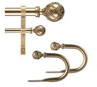 Ycolnaefllr Set Di bastone tende doppio, 2,5 Cm - Asta Per Tende Estensibile Di 2 Lunghezze, Regolabile Da 121 Cm A 213 Cm Asta Per Tende Oro