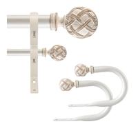 Ycolnaefllr Set doppio bastone per tende, Diametro 2,5 cm - Estensibile - Regolabile Da 213 Cm A 304 Cm Bianca