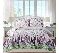 Ycosy Set di trapunte King Size Floreale copriletto King Trapunte Set biancheria da letto estivo leggero floreale trapunta copriletto double-face copriletto pianta foglie verdi