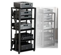YCOVSFP Armadietto Multimediale AV A 5 Livelli con Supporto for Montaggio su Supporto con Supporto in Legno Regolabile in Altezza for Casa/Ufficio/Audio Video/DJ/teatro