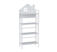 YCOVSFP Libreria Creativa, Espositore Da Pavimento In Ferro Battuto, Piccolo Scaffale For Libri Illustrati, For Camera Da Letto, Soggiorno, Cameretta Dei Bambini, Facile Da Montare(White,4 Layers)