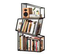 YCOVSFP Libreria Creativa, Espositore Geometrico Da Terra, Portaoggetti Indipendente In Ferro, For Soggiorno Camera Da Letto E Sala Studio, Facile Da Montare(Black,3 Layers)
