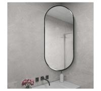 YCOVSFP Specchio Angolare Girevole, Specchio A Parete Ovale Con Supporto, Specchio Da Bagno Rotabile, Specchio For Trucco In Lega In Lega Di Alluminio(Black,60x90cm)