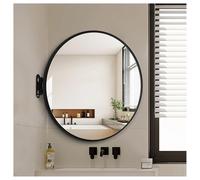 YCOVSFP Specchio Da Bagno Ad Angolo Rotabile,specchio A Parete Rotondo Con Staffa, Struttura Decorativa In Lega In Lega Di Alluminio, Specchio For Trucco HD(Black,50x50cm)