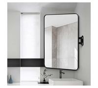 YCOVSFP Specchio Da Bagno Ad Angolo Rotabile, Specchio Da Parete Rettangolare Con Supporto, Specchio Decorativo In Lega In Lega Di Alluminio, Imaging HD(Black,50x70cm)