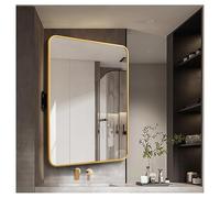YCOVSFP Specchio Da Bagno Ad Angolo Rotabile, Specchio Da Parete Rettangolare Con Supporto, Specchio Decorativo In Lega In Lega Di Alluminio, Imaging HD(Gold,75x100cm)