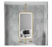 YCOVSFP Specchio da Bagno Girevole A 360° con Luci LED, A Doppia Faccia. Specchi Bifacciali Colore Regolabile for Montaggio A Soffitto sopra Il Lavandino(Gold,50x90cm)