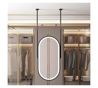 YCOVSFP Specchio Ovale Bifacciale da Soffitto con Luci LED E Funzione Antiappannamento, Luce Dimmerabile A 3 Colori, for Mobiletto del Bagno(Black,60x120cm)