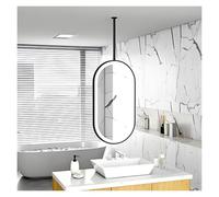 YCOVSFP Specchio Ovale Sospeso A Soffitto, Bifacciale, con Luci LED E Funzione Antiappannamento, Girevole, for Mobiletto del Bagno(Black,60x120cm)