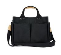 YCPURSEDN Semplice e alla moda Multi Pocket Canvas Tote Bags per le donne, nero, Medium