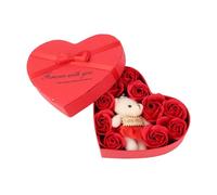 Yctze 10 Pezzi Fiori di Rose a Forma di Cuore in Eleganti Scatole - per Compleanni, Anniversari e Speciali (rosso)