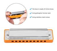 Yctze Armonica a 10 Buche in AB Key - Arpa Blu in Ottone Premium per Principianti e Professionisti, qualità del Suono e Design (ORANGE)