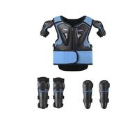 Yctze Attrezzatura per Bambini da Cross, Protezione per il Torace, Gomitiere, Ginocchiere, Protezione per Armature da Equitazione per Bambini Dai 4 Ai 12 Anni, con Cinghie Regolabili, (BLUE)