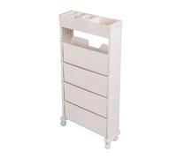 Yctze Carrello per Libri, Scaffale per Libri a 4 Livelli di Grande Capacità, Carrello per Mobile con Ruote a 360 Gradi, Ideale per Biblioteca, Aula e Ufficio per Uso Interno (Beige)