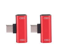 Yctze Convertitore Splitter TypeC da 2 Pezzi Adattatore USB per Cuffie per e Altro Ancora Convertitore Splitter, Adattatore per Cuffie, USB, in Alluminio, TypeC Ada (rosso)