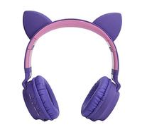 Yctze Copri Auricolare Gatto Colorato con Luci a LED 3D, 5.0 e Telefono, Design Pieghevole e Comodo in PLE (PURPLE)