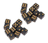 Yctze Dadi Neri da 20 Pezzi, Dadi in Plastica a 6 Facce per Giochi da Tavolo, a Pois Dorati con Facile visibilità, Ideali per l'insegnamento della Matematica e le Feste (Angolo dritto)