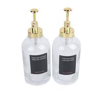 Yctze Dispenser di Sciroppo di caffè in Vetro Trasparente da 2 Pezzi con Pompa, Accessorio a Barre da 500 Ml, Comprende 9 Etichette e Imbuto in Silicone, Elegante Deposito da
