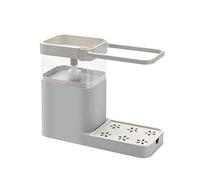 Yctze Distributore di Sapone per Piatti Automatici di Grande capacità con Porta Spugna e Gancio di Asciugamano-operazione con una Mano Senza Sforzo (GRAY)