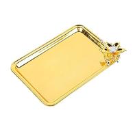 Yctze Elegante Vassoio da Portata Dorato - Vassoio da Tavolo Rettangolare Decorativo Multiuso per Servire Cibo, Snack e Bevande, Ideale per la Casa e l'ospitalità (S)