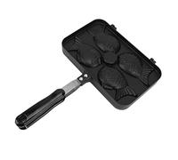 Yctze Frypan Taiyaki Antiaderente con 4 Griglie-Maker di Waffle in Lega di Alluminio con Maniglia Anti-scaletta per Torte e Waffle a Forma di Pesce, Ideale per Eventi Interni Ed Esterni