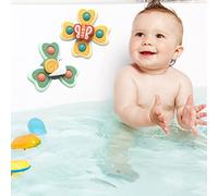 Yctze Giocattolo Rotante a Ventosa 3 Pezzi, Giocattolo per Bambini in Morbido Silicone, per l'apprendimento Sensoriale con Design di Animali Rotanti, Ideale per il Bagno, il Tavolo e il Gioco con