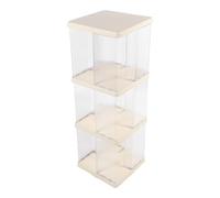 Yctze Libreria Girevole Trasparente, Libreria Girevole a 360 Gradi, Organizzatore per Scaffali Salvaspazio con Design Aperto, Ideale per Camera da Letto e Soggiorno (Quadrato a 3 livelli)