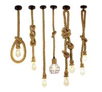 Yctze Luce a Sospensione con Corda di Canapa - Lampada da Soffitto Industriale retrò per Casa, caffè e Decorazioni per il Ristorante (Testa singola 2m)